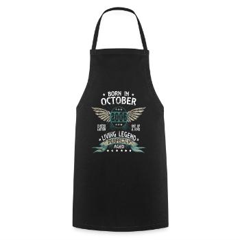 Legends Born in October 2006 - Cooking Apron - black - Front - AI Model Male 185 dark (185cm)