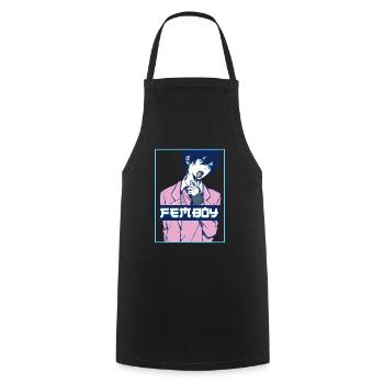 Femboy Aesthetic Japanese Anime Boy Crossdressing - Kochschürze - Schwarz - Vorne - AI Model Male 185 dark (185cm)