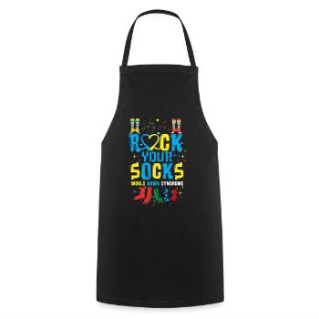 Rock Your Socks World Down Syndrome Awareness Day - Cooking Apron - black - Front - AI Model Male 185 dark (185cm)
