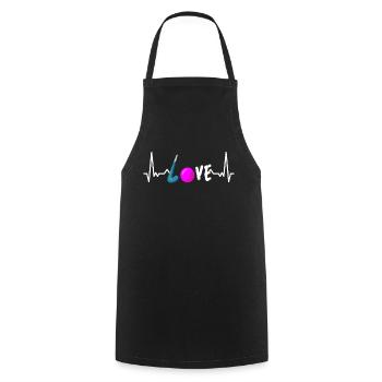 Hockey sur gazon Heartbeat Love pour les joueurs de hockey sur gazon - Tablier de cuisine - noir - Devant - AI Model Male 185 dark (185cm)