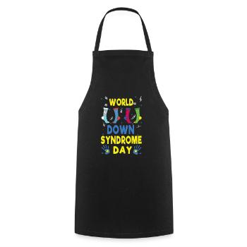 Socks Blue Yellow Down Syndrome Awareness Day - Cooking Apron - black - Front - AI Model Male 185 dark (185cm)