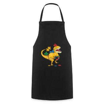 Dinosaurier-liebes-spezial-puzzle - Kochschürze - Schwarz - Vorne - AI Model Male 185 dark (185cm)