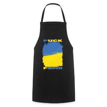 Puck Futin - Ukraine Ukrajina - Free Ukraine - Kochschürze - Schwarz - Vorne - AI Model Male 185 dark (185cm)