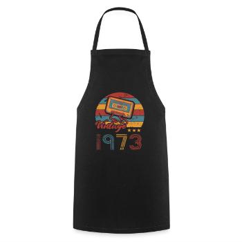 Birthday 1973 Cassette Retro Vintage Year of construction - Cooking Apron - black - Front - AI Model Male 185 dark (185cm)