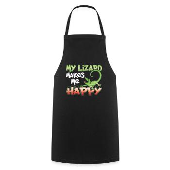 My Lizard Makes Me Happy Lizard Lizard Lizard - Cooking Apron - black - Front - AI Model Male 185 dark (185cm)