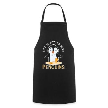 Life Better With Penguins Cute Snow Cool Penguin - Cooking Apron - black - Front - AI Model Male 185 dark (185cm)