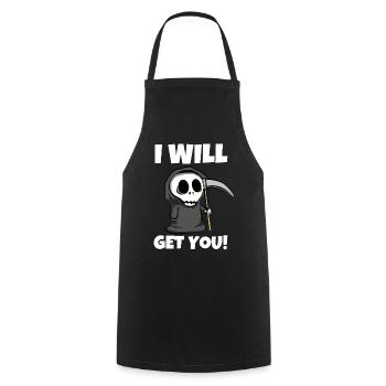 I will get you! - Funny Grim Reaper - Cooking Apron - black - Front - AI Model Male 185 dark (185cm)
