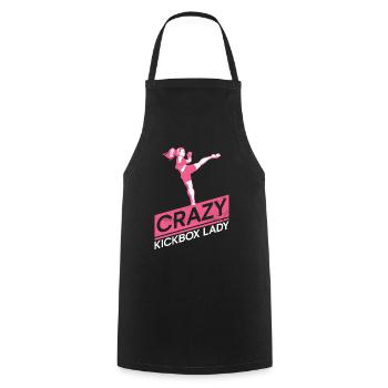 Crazy Kickbox Lady - Kickboxing Kickboxer - Tablier de cuisine - noir - Devant - AI Model Male 185 dark (185cm)