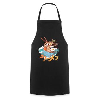 Ramen Suppe Hokusai große Welle Kanagawa Hiragana - Kochschürze - Schwarz - Vorne - AI Model Male 185 dark (185cm)