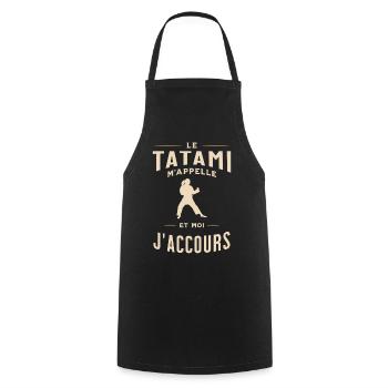 Humour femme art martial accro au sport - Tablier de cuisine - noir - Devant - AI Model Male 185 dark (185cm)