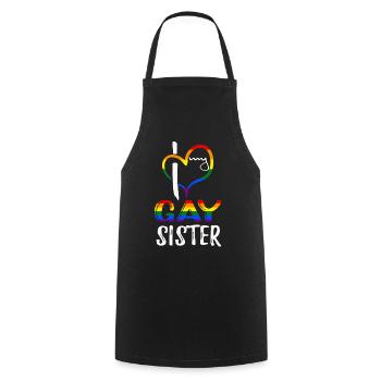 Love Gay Sister Pride LGBT Rainbow Pride Month - Kochschürze - Schwarz - Vorne - AI Model Male 185 dark (185cm)
