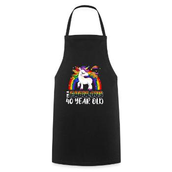 Unicorn Age 40 Years Gay Pride LGBT Pride Month - Kochschürze - Schwarz - Vorne - AI Model Male 185 dark (185cm)