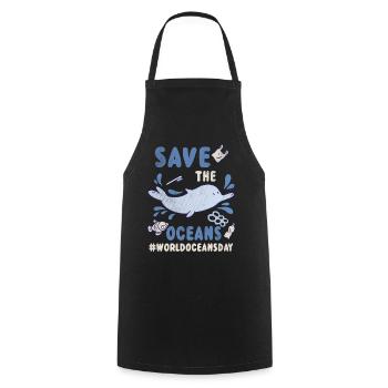 Journée Dolphin Planet Water Protect Save Oceans - Tablier de cuisine - noir - Devant - AI Model Male 185 dark (185cm)