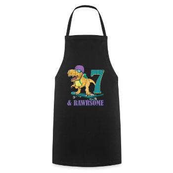 Birth Born Age 7 Years Old Skateboard Dinosaur - Cooking Apron - black - Front - AI Model Male 185 dark (185cm)
