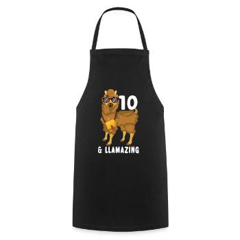 Kawaii Naissance Né 10 ans Alpaga Llama - Tablier de cuisine - noir - Devant - AI Model Male 185 dark (185cm)