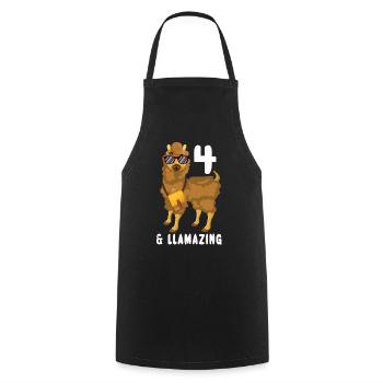 Kawaii Naissance Né 4 ans Alpaga Llama - Tablier de cuisine - noir - Devant - AI Model Male 185 dark (185cm)