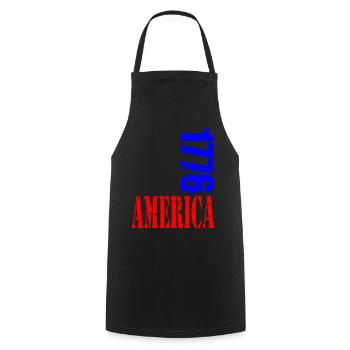 America 1776 - Cooking Apron - black - Front - AI Model Male 185 dark (185cm)
