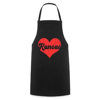 America Citizen US State Flag Heart Love Kansas - Cooking Apron - black - Front - AI Model Male 185 dark (185cm)