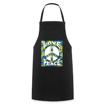 Peace Love Ukraine - Kochschürze - Schwarz - Vorne - AI Model Male 185 dark (185cm)