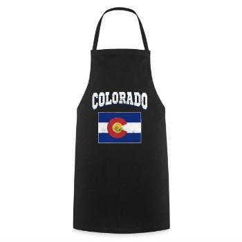 US America State Flag Land Map Colorado - Cooking Apron - black - Front - AI Model Male 185 dark (185cm)