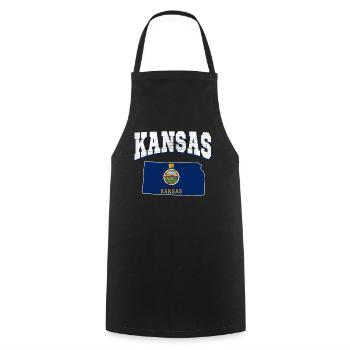 US America State Flag Land Map Kansas - Kochschürze - Schwarz - Vorne - AI Model Male 185 dark (185cm)