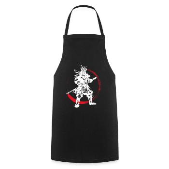 Samurai Japanese Warrior Blood Moon Design - Cooking Apron - black - Front - AI Model Male 185 dark (185cm)