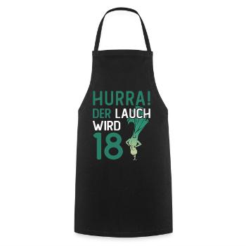 Hurra der Lauch wird 18 - Kochschürze - Schwarz - Vorne - AI Model Male 185 dark (185cm)