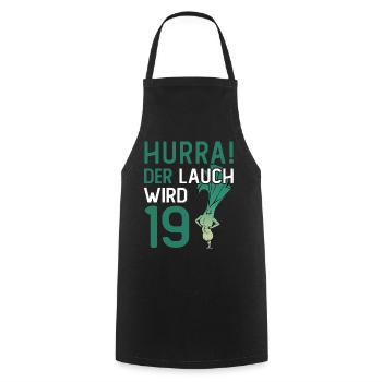 Hurra der Lauch wird 19 - Kochschürze - Schwarz - Vorne - AI Model Male 185 dark (185cm)
