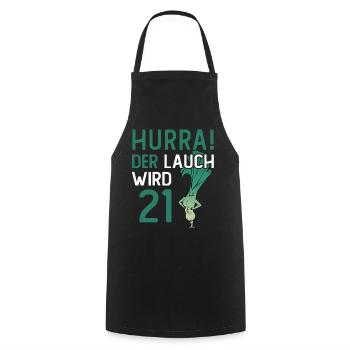 Herren 21. Geburtstag Hurra der Lauch wird 21 - Kochschürze - Schwarz - Vorne - AI Model Male 185 dark (185cm)
