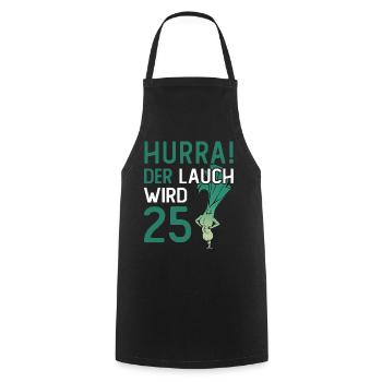 Herren 25. Geburtstag Hurra der Lauch wird 25 - Kochschürze - Schwarz - Vorne - AI Model Male 185 dark (185cm)