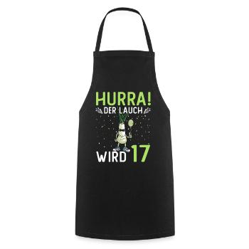 Herren 17. Geburtstag Hurra der Lauch wird 17 - Kochschürze - Schwarz - Vorne - AI Model Male 185 dark (185cm)