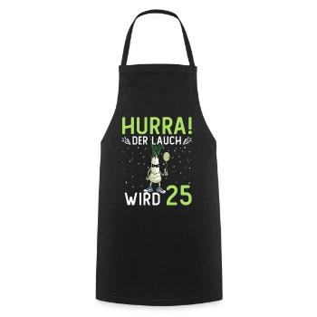 Hurra der Lauch wird 25 - Kochschürze - Schwarz - Vorne - AI Model Male 185 dark (185cm)