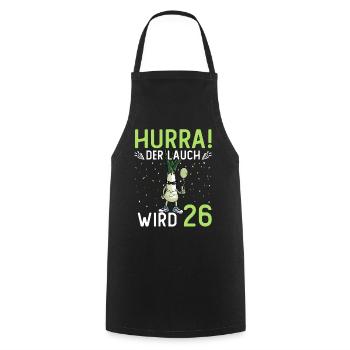 Hurra der Lauch wird 26 - Kochschürze - Schwarz - Vorne - AI Model Male 185 dark (185cm)