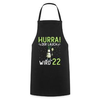 Hurra der Lauch wird 22 - Kochschürze - Schwarz - Vorne - AI Model Male 185 dark (185cm)