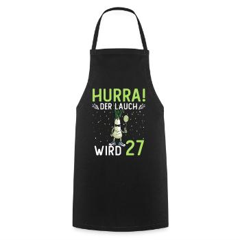 Hurra der Lauch wird 27 - Kochschürze - Schwarz - Vorne - AI Model Male 185 dark (185cm)