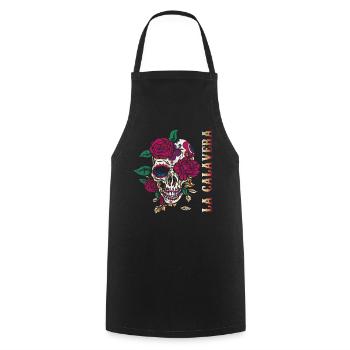 Bone Creepy Sugar Skull Muertos Day Dead Halloween - Kochschürze - Schwarz - Vorne - AI Model Male 185 dark (185cm)