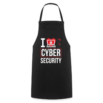 I love Cybersecurity Hack Hacker IT Security - Cooking Apron - black - Front - AI Model Male 185 dark (185cm)