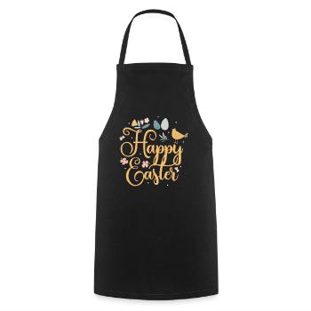 Joyeux Easter Easter Egg Dictons Lapin de Pâques - Tablier de cuisine - noir - Devant - AI Model Male 185 dark (185cm)