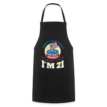 US America Flag Cake Naissance Age 21 USA 4th Of July - Tablier de cuisine - noir - Devant - AI Model Male 185 dark (185cm)