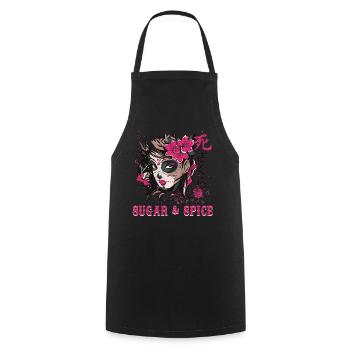 Spice Halloween Sugar Muertos Day Of Dead - Cooking Apron - black - Front - AI Model Male 185 dark (185cm)