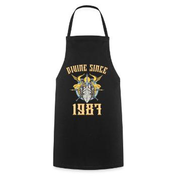 Viking God, Divine Since 1987 Birthday 36 Years - Cooking Apron - black - Front - AI Model Male 185 dark (185cm)