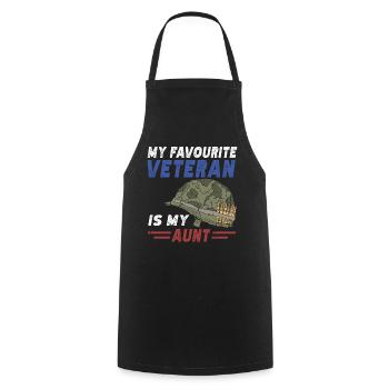 My favorite veteran is my Aunt Military - Cooking Apron - black - Front - AI Model Male 185 dark (185cm)