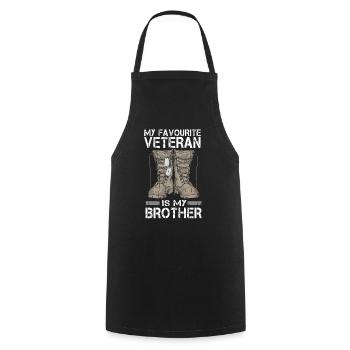 My favorite veteran is my brother military - Cooking Apron - black - Front - AI Model Male 185 dark (185cm)