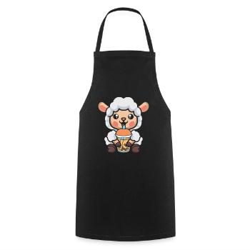 Bubble Tea Schaf - Kochschürze - Schwarz - Vorne - AI Model Male 185 dark (185cm)