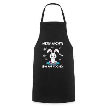 Bin am Zocken Gaming Hase - Kochschürze - Schwarz - Vorne - AI Model Male 185 dark (185cm)