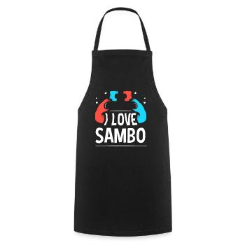 I love Sambo martial arts training martial arts - Cooking Apron - black - Front - AI Model Male 185 dark (185cm)