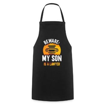 Attention Mon fils est avocat avocat - Tablier de cuisine - noir - Devant - AI Model Male 185 dark (185cm)