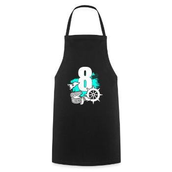 Pirate 8 years old - Cooking Apron - black - Front - AI Model Male 185 dark (185cm)
