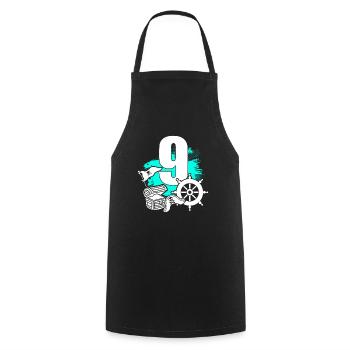 Pirate 9 years old - Cooking Apron - black - Front - AI Model Male 185 dark (185cm)