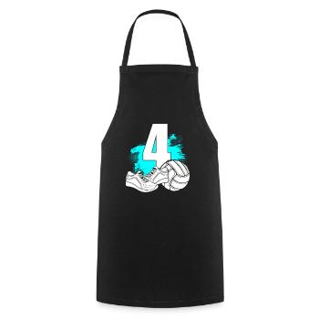 Volleyball 4 years old Volleyball player 4th birthday - Cooking Apron - black - Front - AI Model Male 185 dark (185cm)